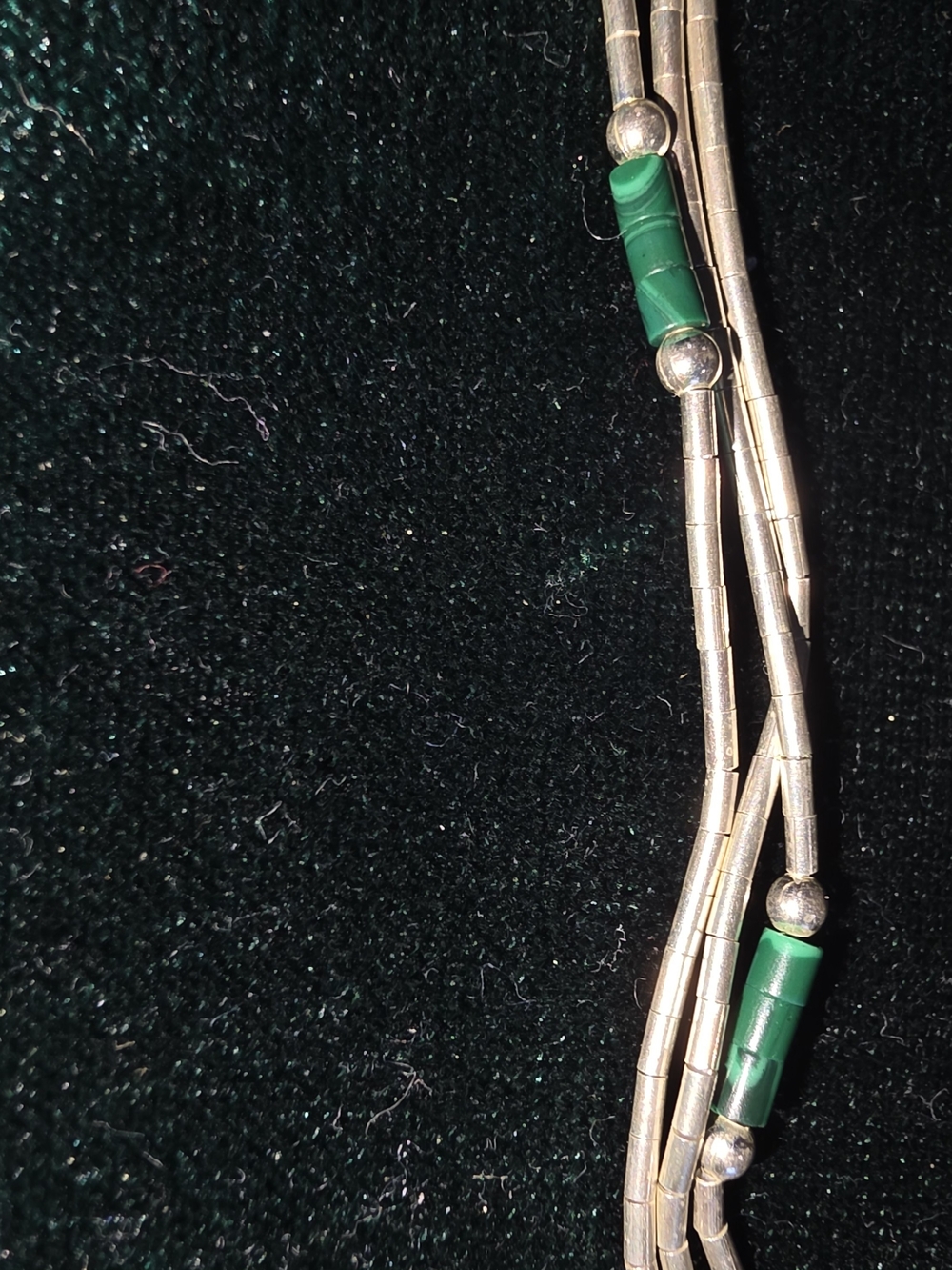 Sterling Silver Multi-Strand Bracelet with Malachite Beads